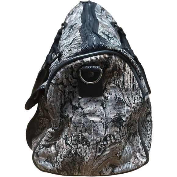 Diane Von Furstenberg DVF Grey Vintage Floral Tapestry Duffle Weekender Bag - Picture 4 of 16